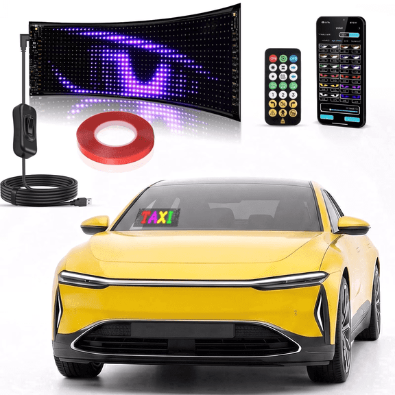 VOLIVO LED Car Window Sign, Programmable Bluetooth Scrolling Light 2.75"x6.81", Devil Eyes Car Decor Light With Remote
