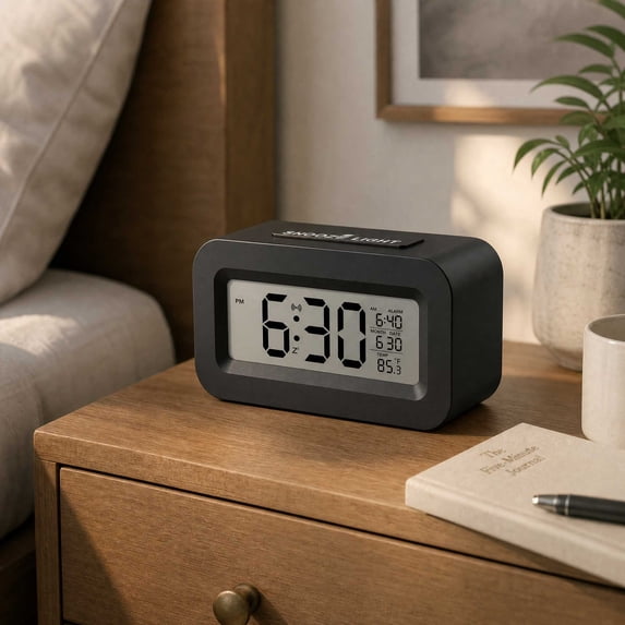 VOLIVO Rechargeable Digital Alarm Clock Large Display Month Date Temperature ℃/℉ Switch Snooze USB Port Long Battery Life for Bedroom Bedside Desk Office