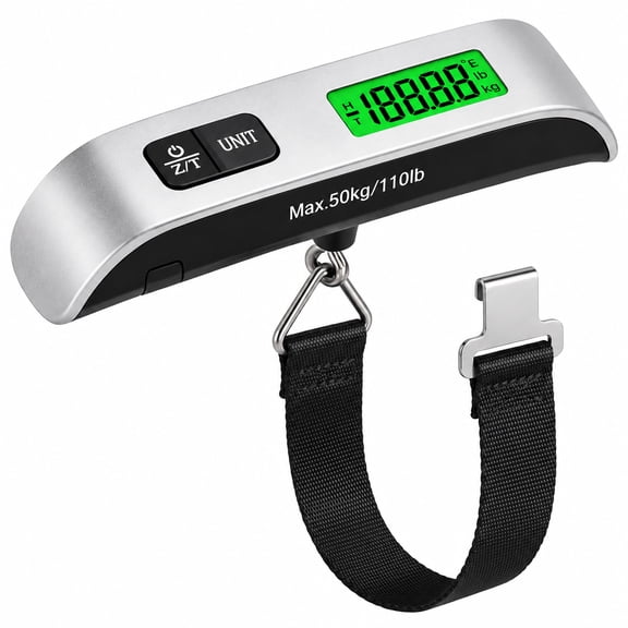VOLIVO Digital Luggage Scale, 110lb/50kg Portable Suitcase Weight Scale with Built-in Temperature Sensor, 4 Switchable Units & Backlit LED Screen – Ideal for Luggage, Backpacks, Parcels