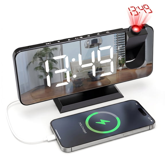 VOLIVO Digital Projector Alarm Clock for Kids Adults, LED Projection Clock for Bedroom Ceiling