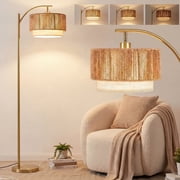 VOLIVO Floor Lamp for Living Room, 63" Arc Floor Lamp with 3 Color Temperatures,Adjustable Tall Lamps with Linen Lampshade, for Bedroom, Office, Study