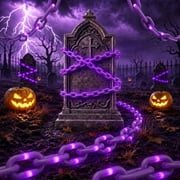 VOLIVO Halloween Chain Lights, 10FT 8 Modes Waterproof Battery Operated Halloween Decorations for Outdoor Party, Cosplay, Spooky Purple