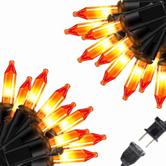 VOLIVO Halloween String Lights, 33FT Incandescent Mini Lights, with 100 Count Orange Waterproof Bulbs, for Home, Party, Yard, Christmas Tree, Indoor and Outdoor Decorations