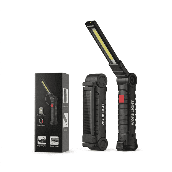VOLIVO 2 Pack LED Work Light, Rechargeable with Magnetic Swivel Base & Hook, for Repairs and Outdoors