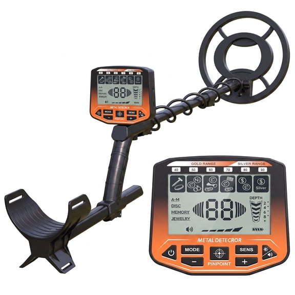 VOLIVO Metal Detector, Higher Accuracy Gold Detector with LCD - 5 Modes,10'' IP68 Coil, Adjustable Stem - Suitable for Beach and Backyard