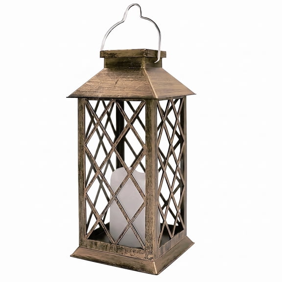 VOLIVO Outdoor Solar Lantern, Hanging Solar Lights for Outside Garden Decor with Flickering Flameless LED Candle
