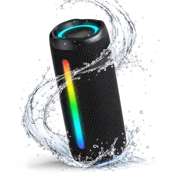 VOLIVO Portable Bluetooth Speaker IPX5 Waterproof, 30W Deep Bass, Wireless TWS Pairing, LED Lights, 24H Playtime for Outdoor/Party/Travel/Gifts