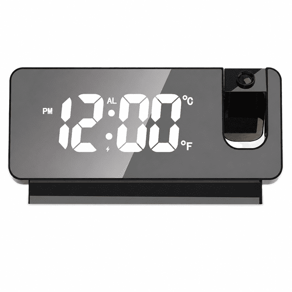 VOLIVO LED Alarm Clock with Projection, Digital Alarm Clock with Temperature and 180° Rotatable Projector, 12/24H, for Bedrooms Bedside