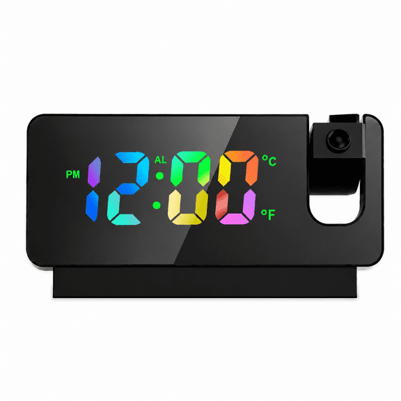 VOLIVO RGB Digital Projection Alarm Clock, 180° Rotatable Projector, LED Projection Clock for Bedroom Ceiling