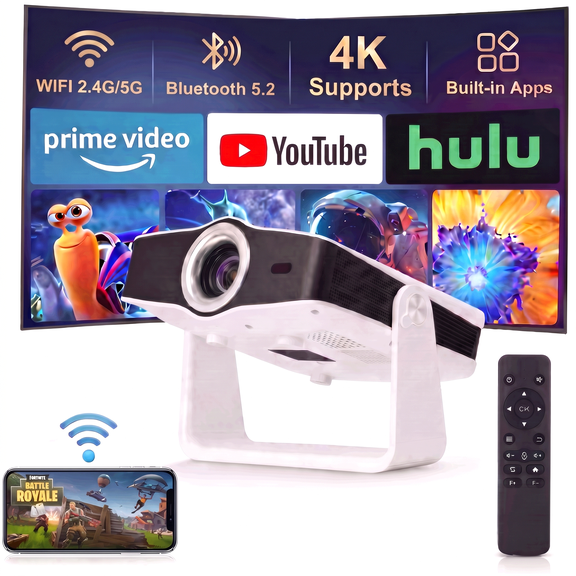 VOLIVO Smart Projector, Native 1080P Full HD Projector, Dual Band WiFi Bluetooth, Motorized Focus & 4-Point Electronic Keystone Correction, for Home Movie Night
