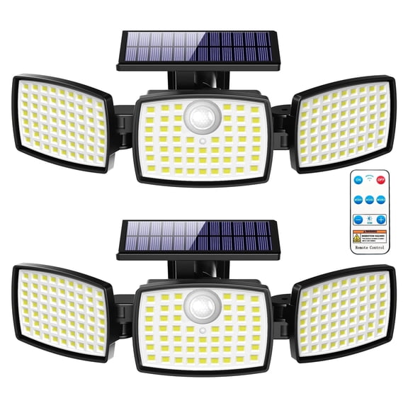 VOLIVO Solar Outdoor Lights,179 LED Motion Sensor Outdoor Lights,3 Adjustable Heads Security Lights,IP65 Waterproof,270°Wide Angle Flood Wall Light with 3 Modes for Porch,Yard,2 Pack