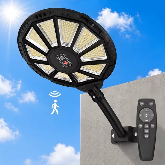 VOLIVO LED Solar Street Lights Outdoor, Motion Sensor and Remote Control, Adjustable Brightness Flood Lights for Yard Pathway Farm Garden