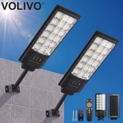 VOLIVO Solar Street Lights 216 LEDs 2packs, 6500K Highlight Flood Light with Remote Control, Motion Sensor Dusk to Dawn, IP65 Waterproof for Parking Lot, Patio, Yard