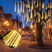 VOLIVO 20IN Meteor Shower Light, Warm White 10 Tube Christmas String Lights, Waterproof Raindrop Icicle Lights for Garden, Yard, Outdoor Decor