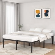 VOLIX 16 Black Metal Bed Frame Headboard Compatible Platform Bedframe, Queen