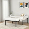 thumbnail image 1 of VOLIX 16" Black Metal Bed Frame Headboard Compatible Platform Bedframe, Twin, 1 of 8