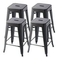 thumbnail image 1 of VOLIX 24inches Black Stackable Metal Bar Stool Backless Indoor-Outdoor Counter Stools Set of 4, 1 of 9