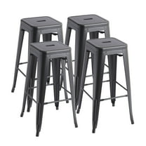 VOLIX 30inches Black Stackable Metal Bar Stool Backless Indoor-Outdoor Counter Stools Set of 4