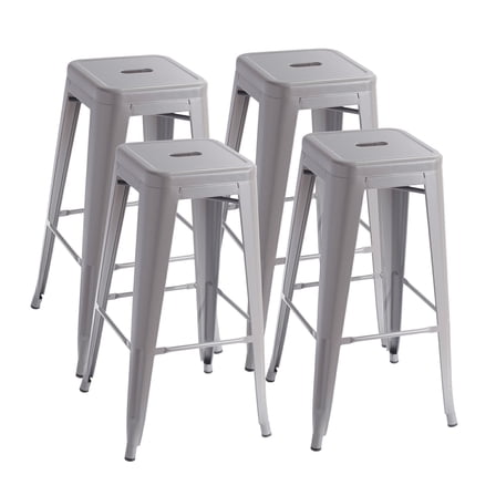 VOLIX 30inches Gray Stackable Metal Bar Stool Backless Indoor-Outdoor Counter Stools Set of 4