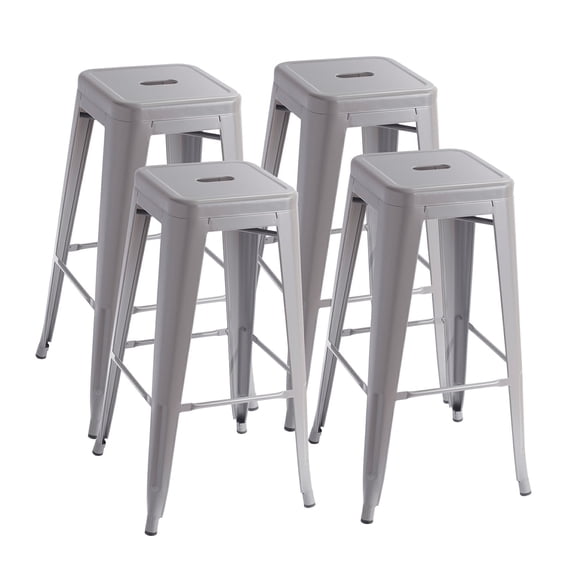 VOLIX 30inches Gray Stackable Metal Bar Stool Backless Indoor-Outdoor Counter Stools Set of 4