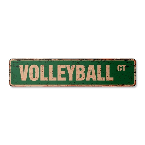 VOLLEYBALL Vintage Plastic Street Sign signs ball net player team | Indoor/Outdoor | 18" Wide