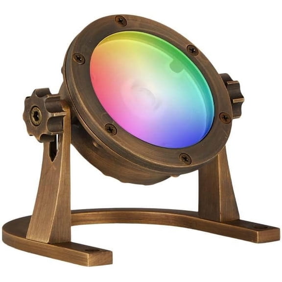 VOLT 12V IP68 Cold Forged Brass (Bronze) RGBW Color Changing LED Underwater Light with Remote Control for Low Voltage Outdoor Lighting