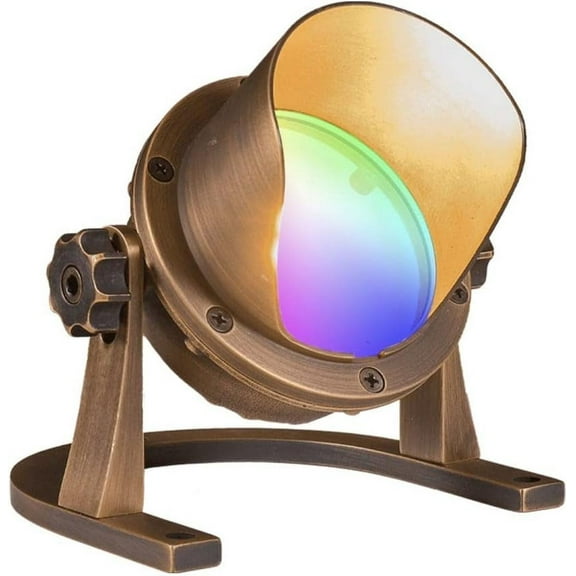 VOLT 12V IP68 Cold Forged Brass (Bronze) RGBW Color Changing LED Underwater Light with Shielded Top & Remote Control for Low Voltage Outdoor Lighting