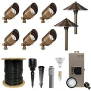 VOLT Brass Landscape Lighting Kit (6 Spotlights, 2 Path Lights)