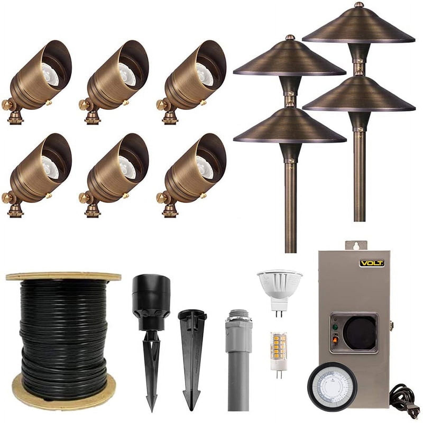 LED Landscape Lighting Kit - 6 Mini Bollard Path Lights - Low Voltage  Transformer - Warm White