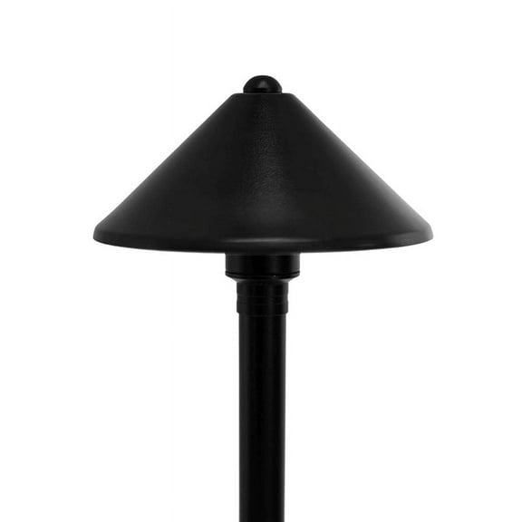 VOLT Conehead 12V Black Brass Path Light (7" Shade, 25" Tall) with LED Bulb