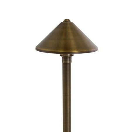 VOLT Conehead 12V Brass Path Light (7" Shade, 25" Tall) with LED Bulb