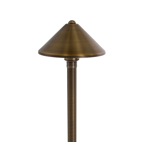 VOLT Conehead 12V Brass Path Light (7" Shade, 25" Tall) with LED Bulb
