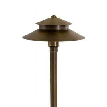 VOLT Stratum 12V Brass 2-Tier Path Light (9" Shade, 25" Tall)