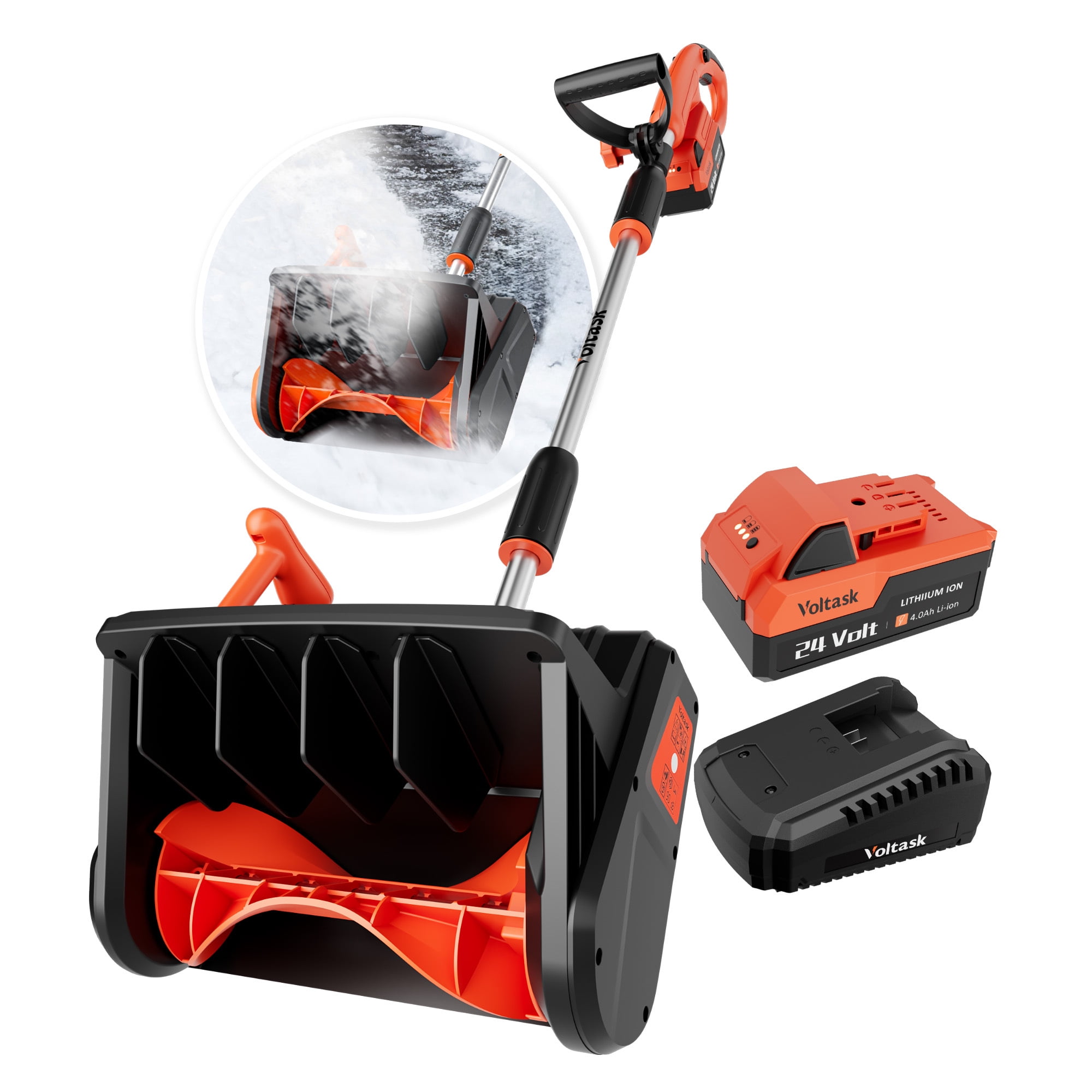 VOLTASK 24V 13-inch Cordless Snow Shovel with Dire