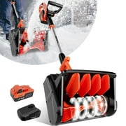 VOLTASK 24V 13-inch Cordless Snow Shovel Electric Snow Blower with Directional Plate, Battery & Quick Charger Included for Driveway & Sidewalks Black