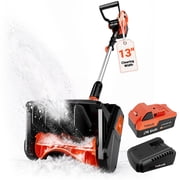 VOLTASK 24V 13-inch Cordless Snow Shovel Electric Snow Blower with Directional Plate, Battery & Quick Charger Included for Driveway & Sidewalks Black