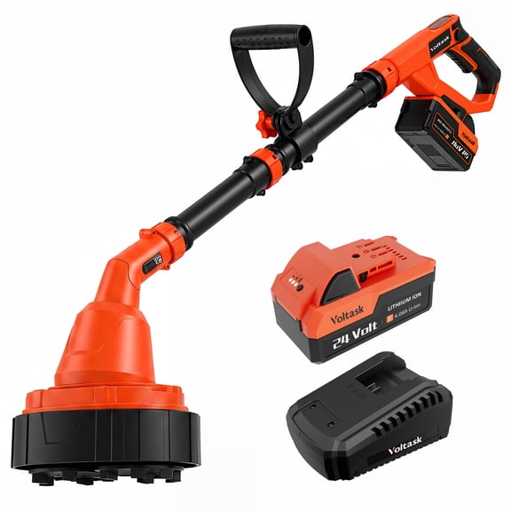 VOLTASK 24V Electric Ice Scraper, 1500RPM High-Speed Windshield Scraper for Ice and Snow, Adjustable Handle, Extension Rod, Dual Cutter Head Ice Scraper for Steps/Sidewalk/Driveway