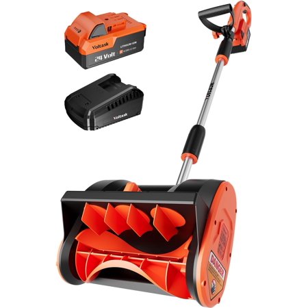 VOLTASK Cordless Snow Shovel, 24V | 12-Inch Snow Blower Cordless, Battery Snow Shovel with Directional Plate & Adjustable Front Handle (4-Ah Battery & Quick Charger Included)