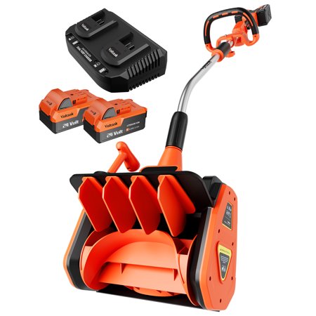 VOLTASK Cordless Snow Shovel, 48V | 13.5-inch Cordless Snow Blower, Battery Snow Blower with Directional Plate (2 * 24V Battery & Dual Quick Charger Included)