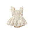 thumbnail image 1 of VOLTEY Baby Girls Summer Plain Floral Lace Embroidery Skirt Layered Adjustable Straps One-Piece, 1 of 9