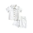 thumbnail image 1 of VOLTEY Toddler Baby Boys Summer Clothes Set 6 12 18 24Months 2T 3T Solid Color Lapel Short Sleeve Single-Breasted Tops + Shorts Outfits, 1 of 10