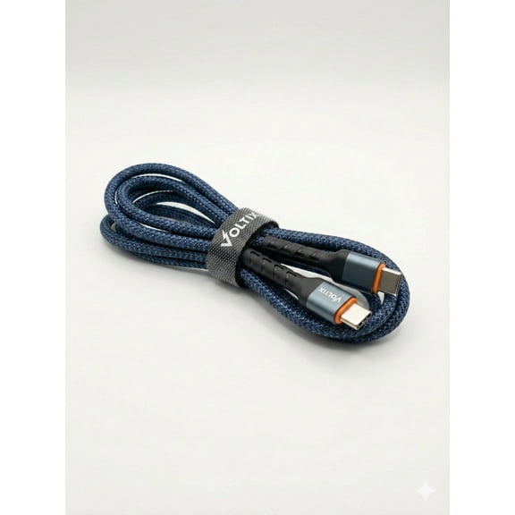 VOLTIX 60W USB-C to USB-C Fast Charging Cable, Braided Power Delivery | Durable Reinforced Connectors | High-Speed Data Sync | Compatible with Samsung, iPad, iPhone, MacBook, GooglePixel1M