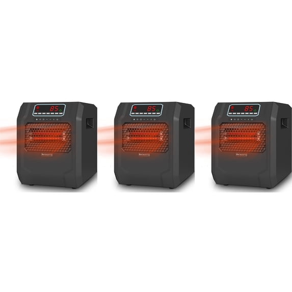 VOLTORB Electric Radiant Space Heater w/3 Heat Settings, Black (3 Pack)