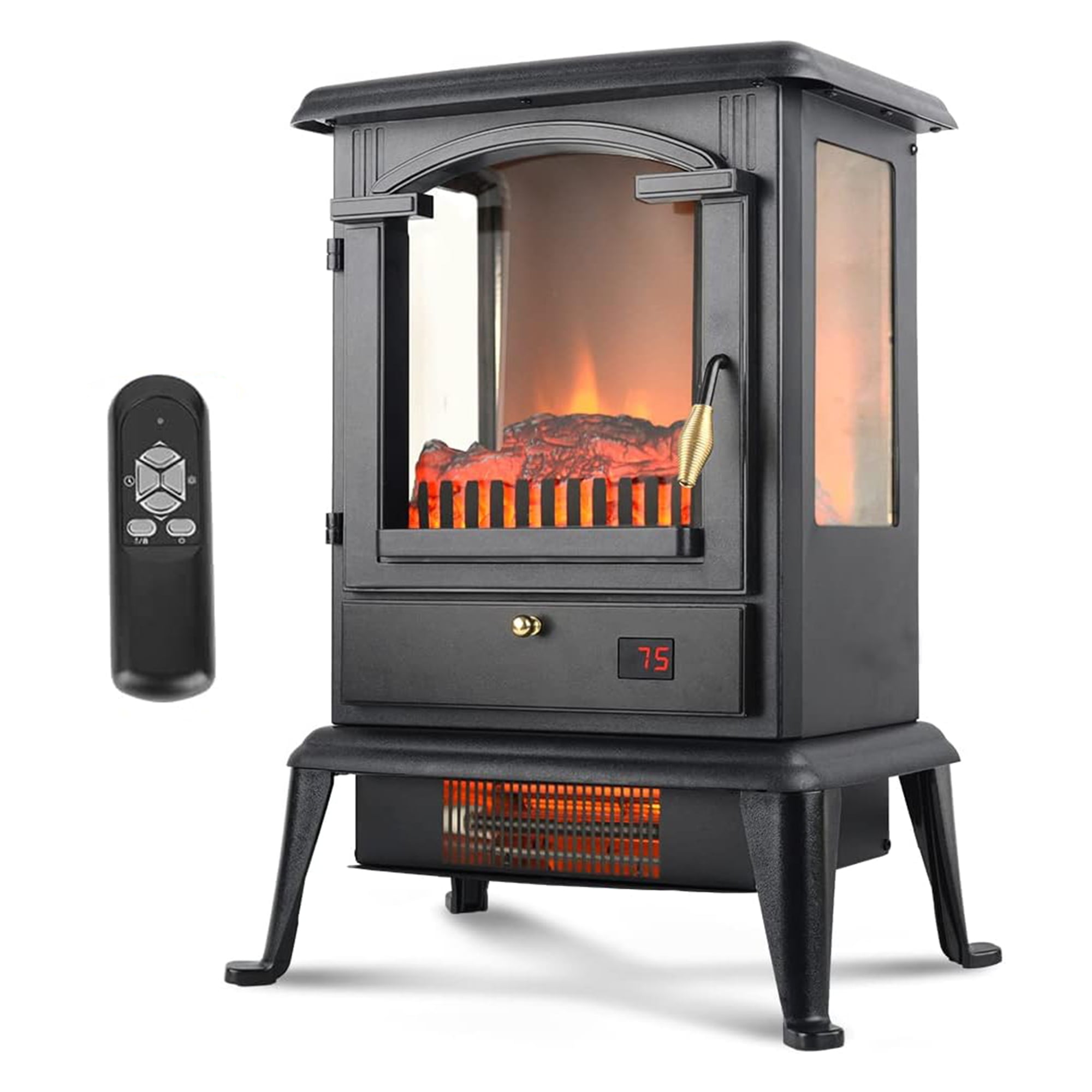 Open Box VOLTORB Freestanding Electric Fireplace Heater Stove w/Remote Control