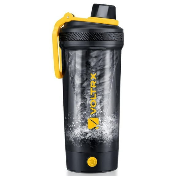 VOLTRX Gallium Electric Protein Blender Shaker Bottle USB Rechargeable Mixer Cup for Shakes BPA Free Tritan 24oz - Yellow