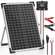 VOLTSET 24V 30W Solar Panel Kit, Solar Battery Trickle Charger Maintainer + MPPT Charge Controller + Adjustable Bracket + SAE Connection Cable, Charge 24V Battery of Car RV Boat Trailer Motorcycle