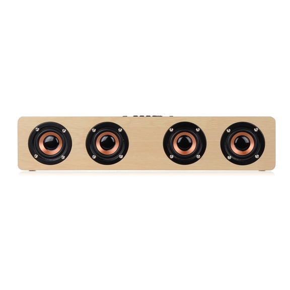 VOLTSTECH 12W Professional Stereo Home Theater Wireless Wooden Speaker Natural Wooded Material 3D Stereo Wireless HiFi 4 Speakers Sound Bar for PC TV Mobile