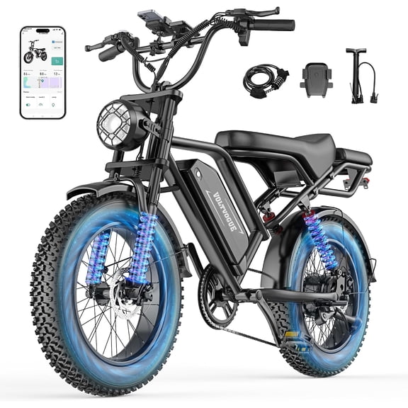 VOLTVOGUE BK20 Adult Ebike, 20" Fat Tire, 750W, Max Speed 20MPH, 48V 20Ah 960Wh Battery, Full Suspension, App Control, UL2849, Age 16+