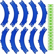 VOLTWAYZ Curve Track Pieces Compatible with Hot Wheels - 10-Pack 90-Degree High-Banked Turns + 15 Connectors - Bulk Extension for 164 Scale Racing - Blue