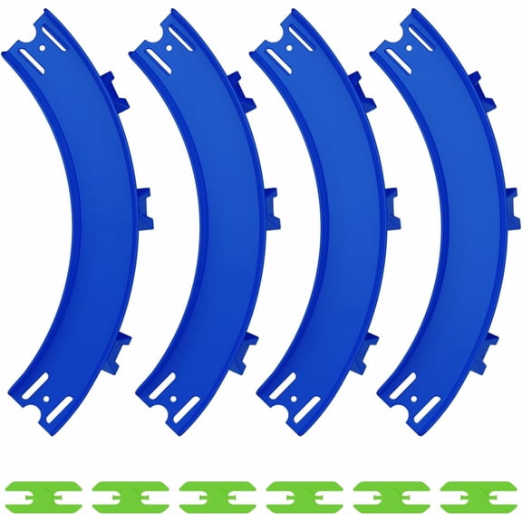 VOLTWAYZ Curve Track Pieces Compatible with Hot Wheels 4-Pack 90-Degree High-Banked Turns + 6 Connectors Curved Corner for 1:64 Scale Racing Blue